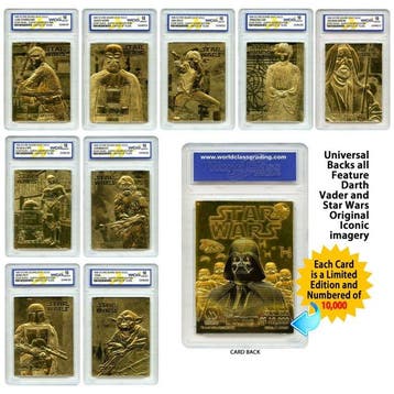 Star Wars - Lot of 9 - Original Gold Cards (23K) - Graded, Nieuw