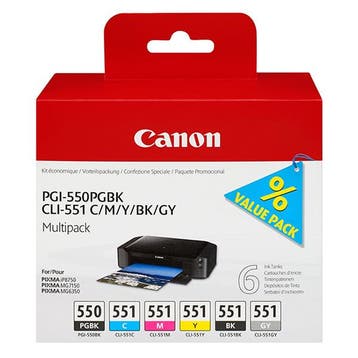 Canon PGI-550PGBK / CLI-551 multipack Inktcartridge, Computers en Software, Printerbenodigdheden, Verzenden, Nieuw, Canon