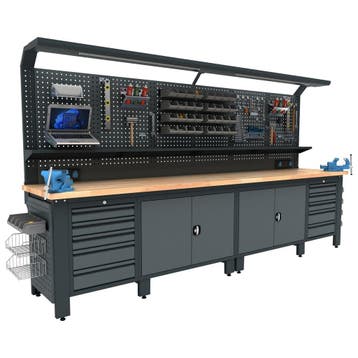 Industriele werkbank 356cm (vaste kasten), Verzenden, Nieuw, Bankschroef