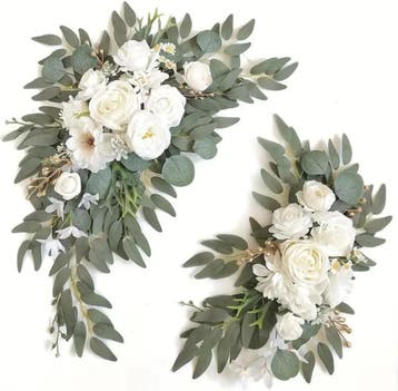 Kunstbloemen Guirlande - 2-delig Wit | Retourdeal 32% Kor..., Ophalen of Verzenden, Zo goed als nieuw, Binnen