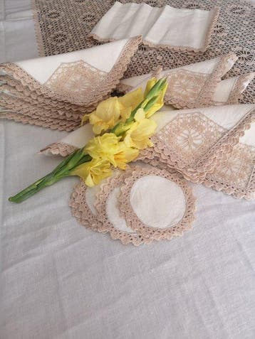 Tafelkleed - 265 cm - 152 cm - Linnen tafellaken, Antiek en Kunst, Antiek | Kleden en Textiel