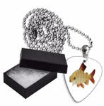 Goudvis plectrum ketting, sleutelhanger of oorbellen, Ophalen of Verzenden, Nieuw