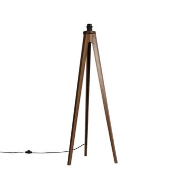 Landelijke vloerlamp tripod walnoot hout - Tripod Classic, Verzenden, Nieuw, Hout, Landelijk