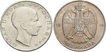 50 Dinara 1938 Jugoslawien Peter Ii 1934-1945, Postzegels en Munten, Munten | Europa | Niet-Euromunten, Verzenden