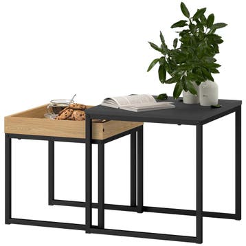 TRUUSK Salontafel en Bijzettafel Set - Modern Design - Stale, Verzenden, Nieuw