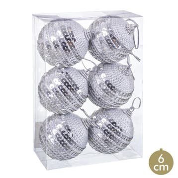 Kerstballen set 6 stuks Zilver Ø 6 cm, Diversen, Kerst, Ophalen of Verzenden, Nieuw