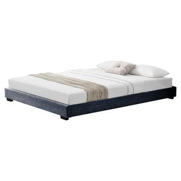 Houten bed Laag linnen met bedbodem 140x200 cm donkergrijs, Huis en Inrichting, Slaapkamer | Bedden, Verzenden, Nieuw