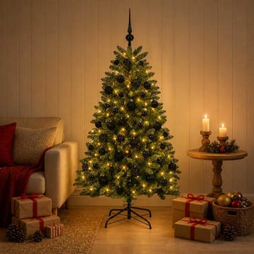 vidaXL Kunstkerstboom middengroen met kerstbal 180 cm 300, Diversen, Verzenden, Nieuw