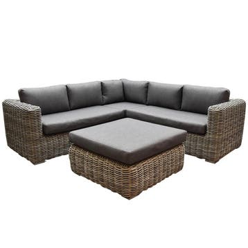 Cervo hoek loungeset 4-delig grijs wicker, Ophalen of Verzenden, Nieuw, Wicker