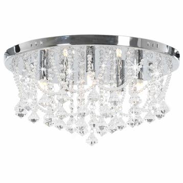 vidaXL Plafondlamp met kristallen kralen rond 4xG9, Verzenden, Nieuw