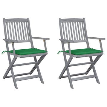 vidaXL Set van 2 klapstoelen met kussens, gemaakt van, Verzenden, Nieuw, Hout
