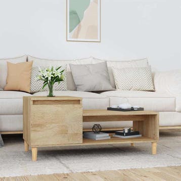 vidaXL Salontafel 100x50x45 cm bewerkt hout sonoma eiken, 100 tot 150 cm, Verzenden, Nieuw, 50 tot 100 cm