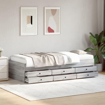 vidaXL Slaapbank met lades zonder matras 100x200 cm grijs, 100 cm, Eenpersoons, Verzenden, Nieuw