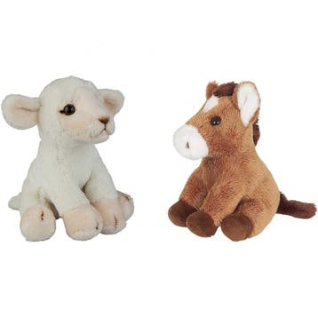 Boerderij dieren knuffels - pluche schaap en paard - 15 cm, Verzenden, Nieuw