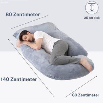2dekans | Earkings Zijslaperkussen - 140x80cm - Zwart - U, Huis en Inrichting, Slaapkamer | Beddengoed, Ophalen of Verzenden, Zo goed als nieuw