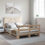 vidaXL Bedframe met hoofdbord massief grenenhout wit 140x200, Bruin, Verzenden, 140 cm, 200 cm