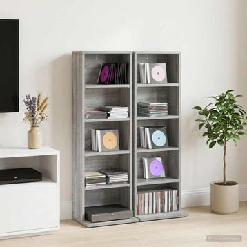 vidaXL CD Kast 2 st Grijs Sonoma 33 x 23,5 x 97,5 cm Bewerkt, Verzenden, Nieuw