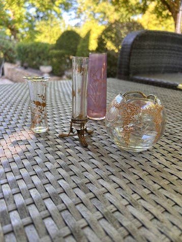 montjoye - Vaas (4) - Kristal, Glas, Messing - Vazen,