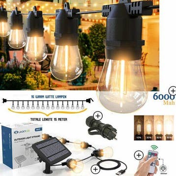 Solar Lichtketting 15 lampen 6000 MAH !, Ophalen of Verzenden, Nieuw