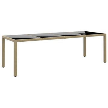 vidaXL Tuintafel met glazen blad poly rattan beige, Verzenden, Nieuw