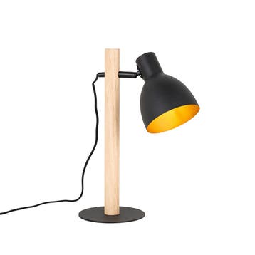 Landelijke tafellamp zwart met hout - Flint, Huis en Inrichting, Verzenden, Nieuw, Hout