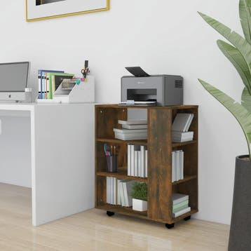vidaXL Rolkast 60x35x75 cm bewerkt hout gerookt eikenkleurig, Huis en Inrichting, Verzenden, Nieuw