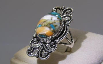 Turquoise ring - Hoogte: 25.8 mm - Breedte: 34.5 mm- 7.4 g -