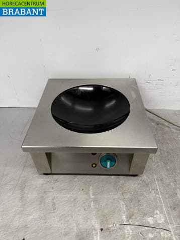 RVS Bohner Inductie Wok Wokplaat met wokpan 5 kW 400V Horeca, Ophalen of Verzenden, Gebruikt