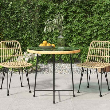 vidaXL Eettafel Ø80 cm gehard glas en staal, Verzenden, Nieuw, Metaal