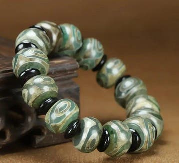 Agatha 3 Ogen DZI met onyx - Armband - Agatha Tibetana