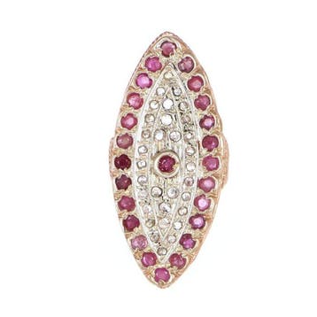 Zonder minimumprijs - Ring - 12 kt. Roségoud, Zilver Robijn, Sieraden, Tassen en Uiterlijk, Nieuw