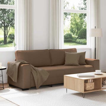 vidaXL 3-zitsbank bruin 220x77x82 cm stof, Verzenden, Nieuw, Driepersoons, Stof