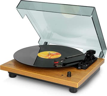 Platenspeler - met speakers - Bluetooth - Auto-stop - Bruin, Verzenden, Zo goed als nieuw