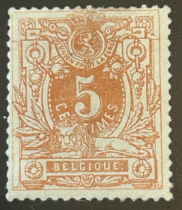 België 1870 - Liggende Leeuw met waardecijfer 5c Okerrood -, Gestempeld