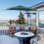 Halfronde Outdoor Parasol  – Balkonparasol Groen Polyester, Verzenden, Nieuw, Stokparasol, Waterdicht