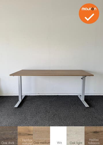 LINAK slinger zit-sta bureau - Zilvergrijs onderstel - 160x8, Werkplek, Ophalen of Verzenden, Gebruikt, Bureau