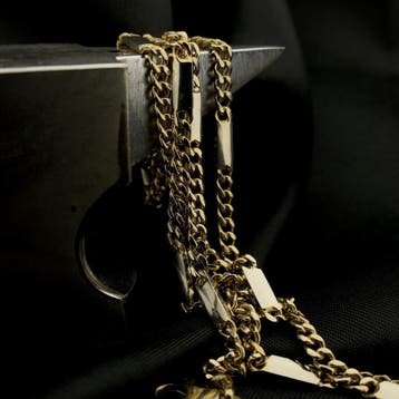 Bicolor gouden Figaro/gourmet schakelketting, Ophalen of Verzenden, Gebruikt, Goud, Goud