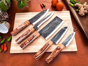 Keukenmes - Kitchen knife set - 749 - Staal, Hout,