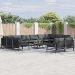 vidaXL Tuinbankenset met kussen 12 pcs Zwart Staal, Verzenden, Nieuw, Rvs, 2 zitplaatsen