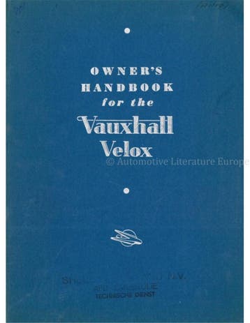 1948 VAUXHALL VELOX INSTRUCTIEBOEKJE ENGELS