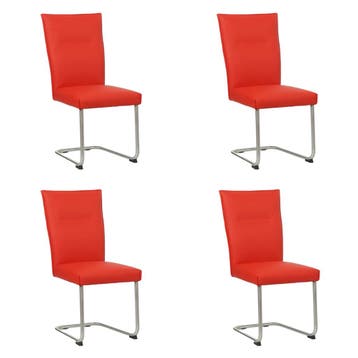 Set van 4 Leren eetkamerstoelen Retro - Toledo Ferrari, Ophalen of Verzenden, Nieuw, Leer, Vijf, Zes of meer stoelen