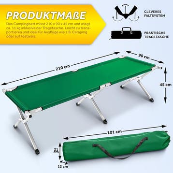 Veldbed - 1 Persoons - Kampeerbed - Stretcher - Groen - TRES, Verzenden, Zo goed als nieuw
