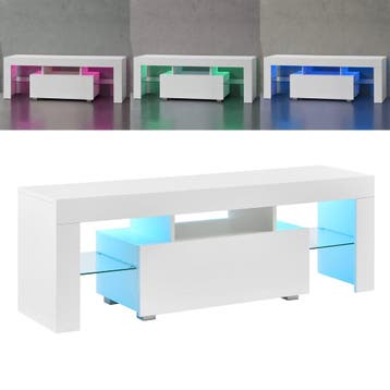 Tv meubel Grimsey met led verlichting 130x35x45 cm wit, Verzenden, Nieuw
