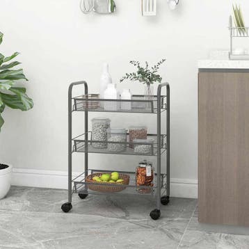 vidaXL Keukentrolley 3-laags 46x26x54 cm ijzer grijs, Verzenden, Nieuw
