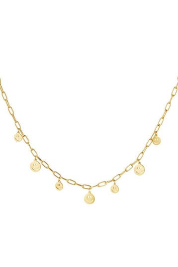 Goudlief Ketting meerdere smileys goud kleur stainless steel, Verzenden, Nieuw, Zilver, Overige materialen