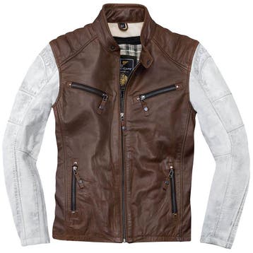 Black-Cafe London Firenze Bruin Wit Leren Motorjas, Nieuw met kaartje, Jas | leer, Black-Cafe London, Heren