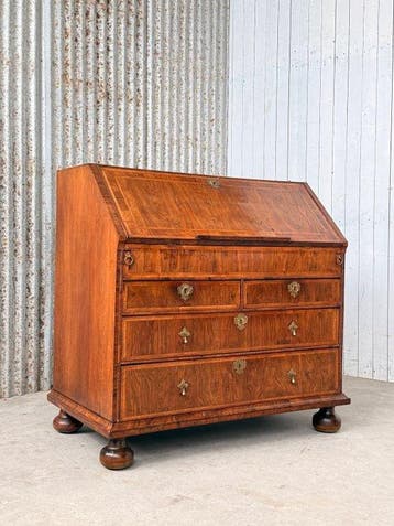 Secrétaire - klepbureau, buro, secretaire, bureau - Walnoot, Antiek en Kunst
