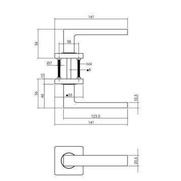 Intersteel Deurkruk Hera op vierkant rozet - PVD messing, Verzenden, Nieuw