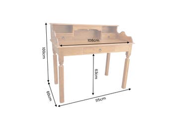 Davenport bureau HEMINGWAY 115cm mangohout honingkleur -, Ophalen of Verzenden, Nieuw