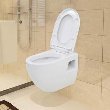 vidaXL Hangend toilet met verborgen stortbak keramiek wit, Verzenden, Nieuw